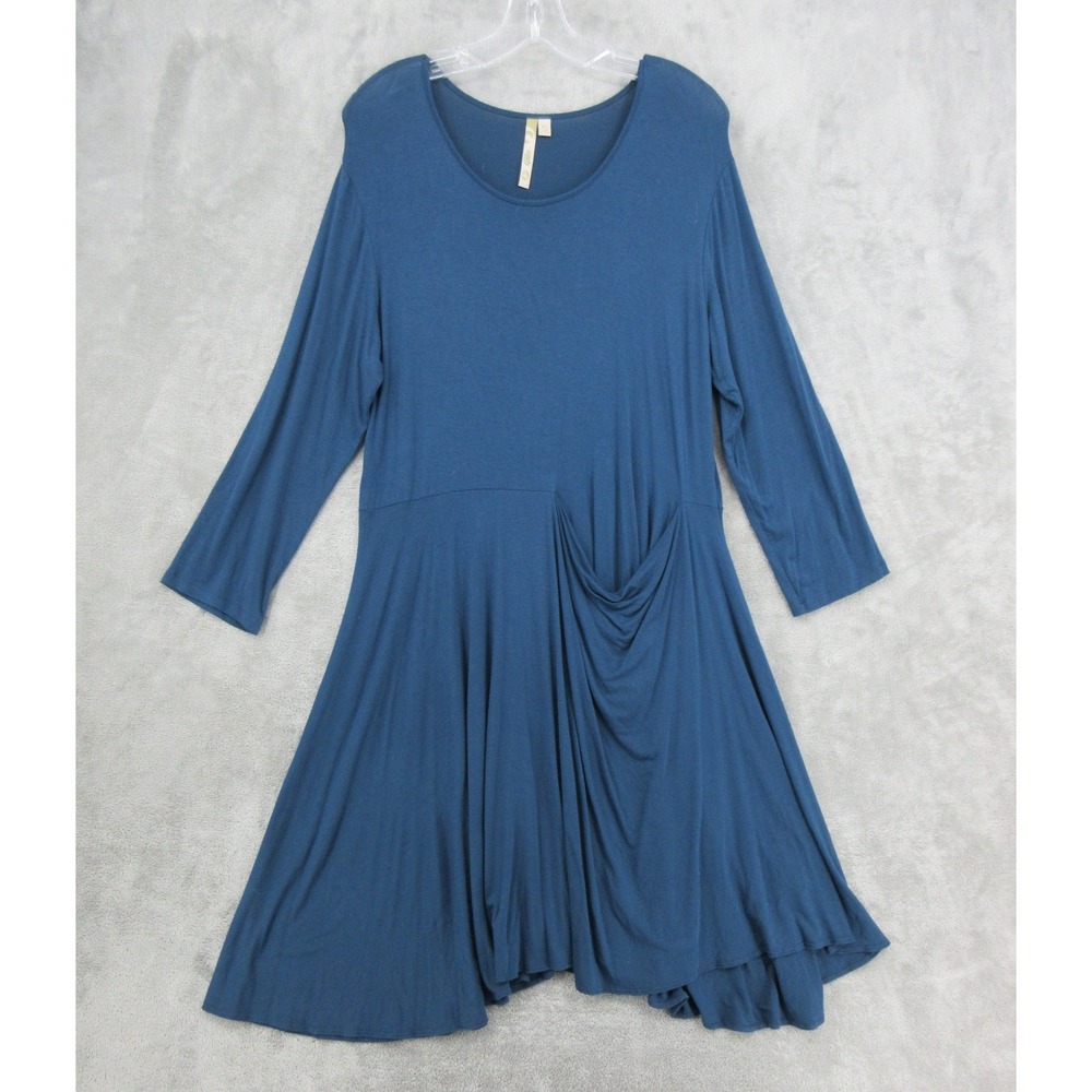 Comfy USA Dress Womens Size XL Modal Blend Lagenlook Relaxed Stretch Asymmetric